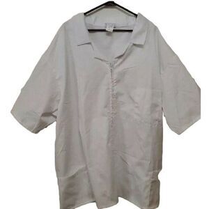 AMS White Scrub Top Zipper Closure 5X
